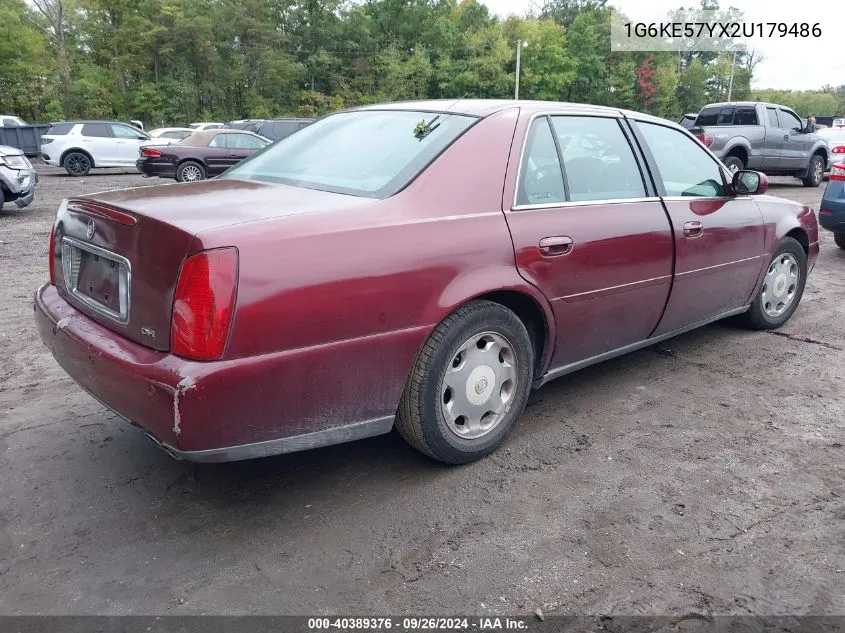 2002 Cadillac Deville Dhs VIN: 1G6KE57YX2U179486 Lot: 40389376