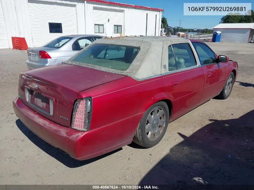 2002 Cadillac Deville Dts VIN: 1G6KF57992U269881 Lot: 40567624