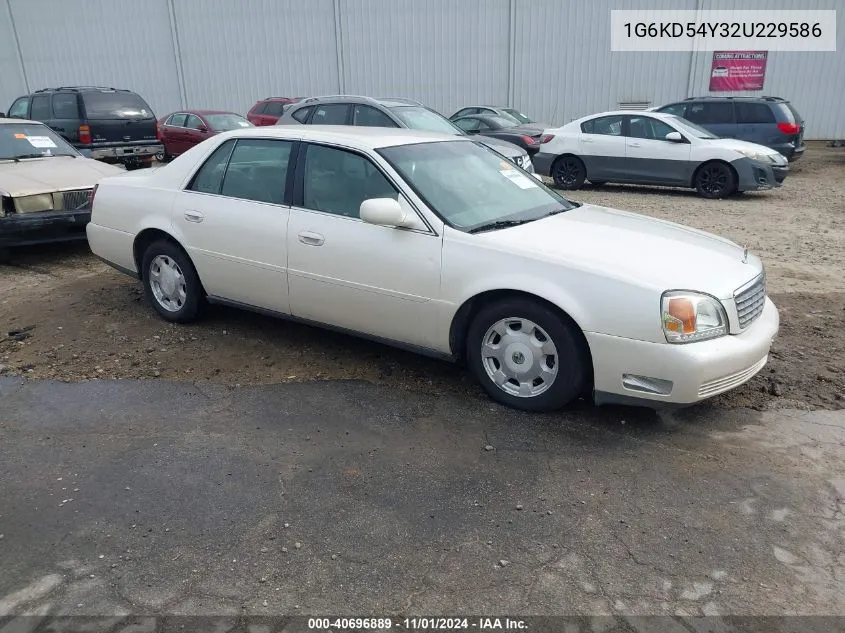 2002 Cadillac Deville Standard VIN: 1G6KD54Y32U229586 Lot: 40696889