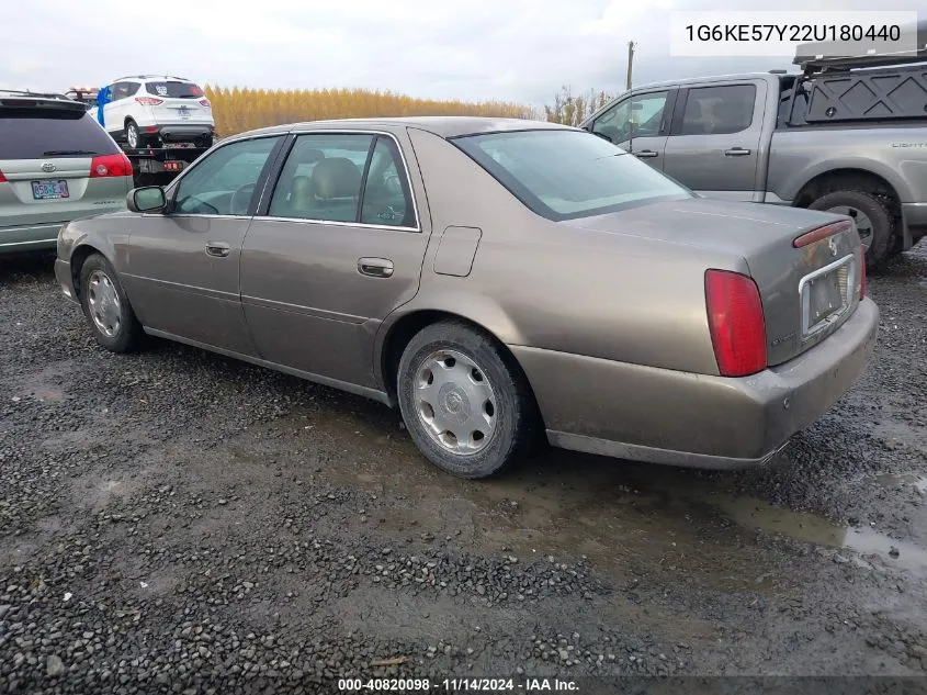 2002 Cadillac Deville Dhs VIN: 1G6KE57Y22U180440 Lot: 40820098