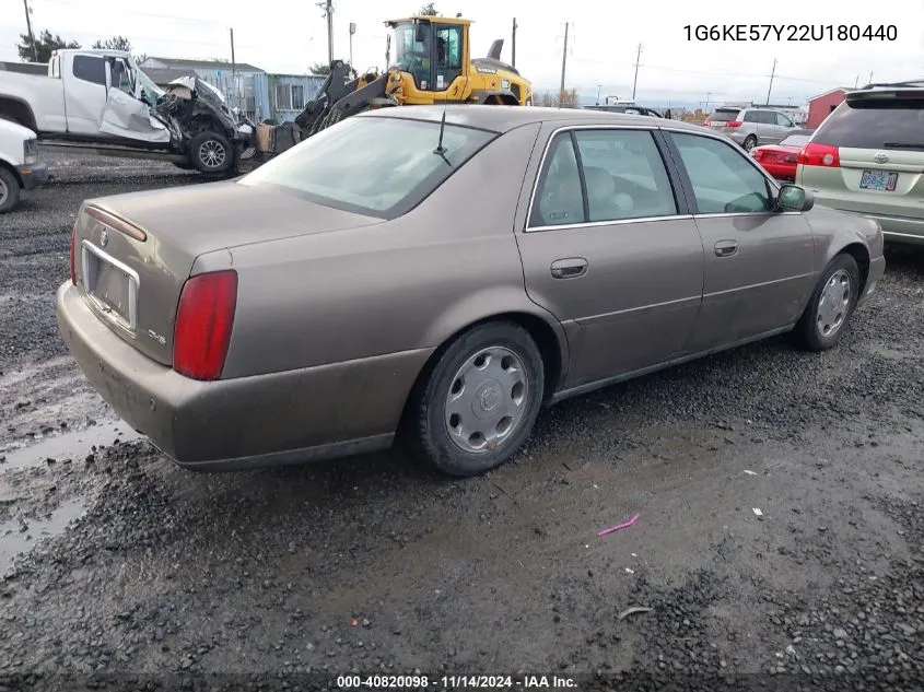 2002 Cadillac Deville Dhs VIN: 1G6KE57Y22U180440 Lot: 40820098