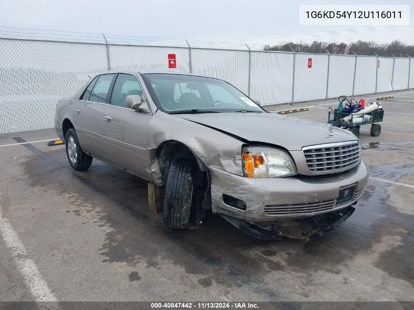 2002 Cadillac Deville Standard VIN: 1G6KD54Y12U116011 Lot: 40847442