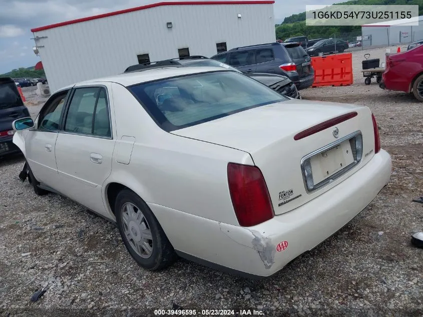 2003 Cadillac Deville Standard VIN: 1G6KD54Y73U251155 Lot: 39496595