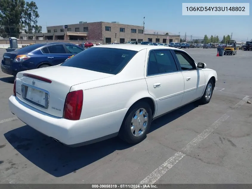 2003 Cadillac Deville Standard VIN: 1G6KD54Y33U148802 Lot: 39858319