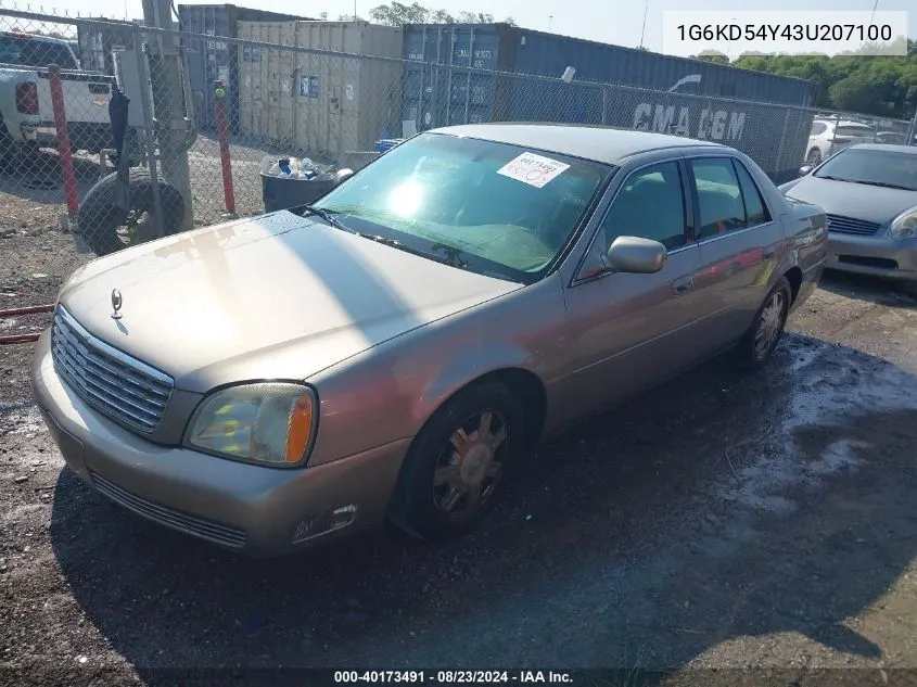 2003 Cadillac Deville Standard VIN: 1G6KD54Y43U207100 Lot: 40173491