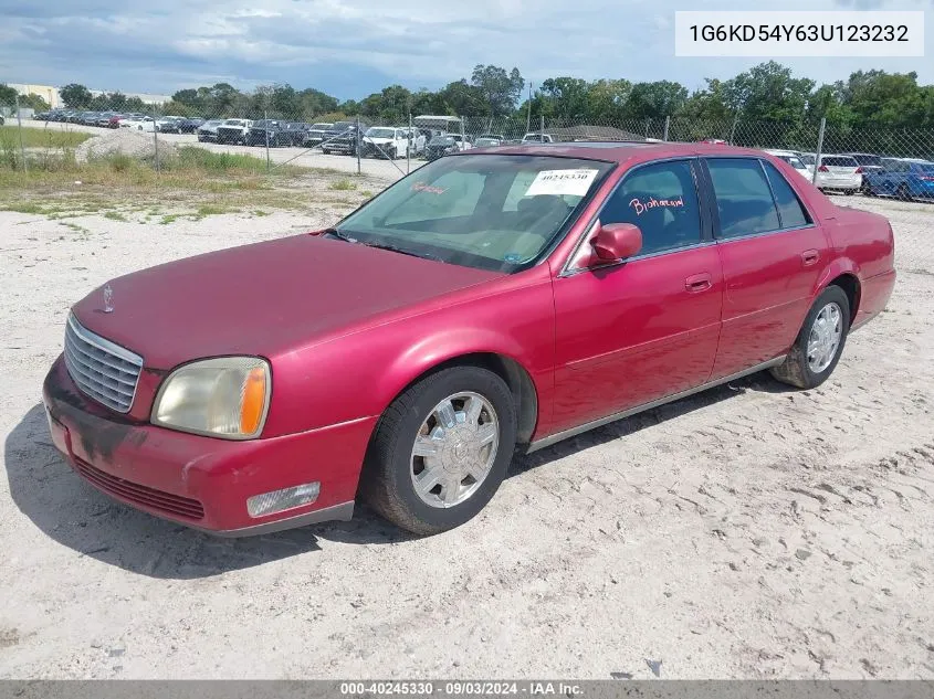 2003 Cadillac Deville Standard VIN: 1G6KD54Y63U123232 Lot: 40245330