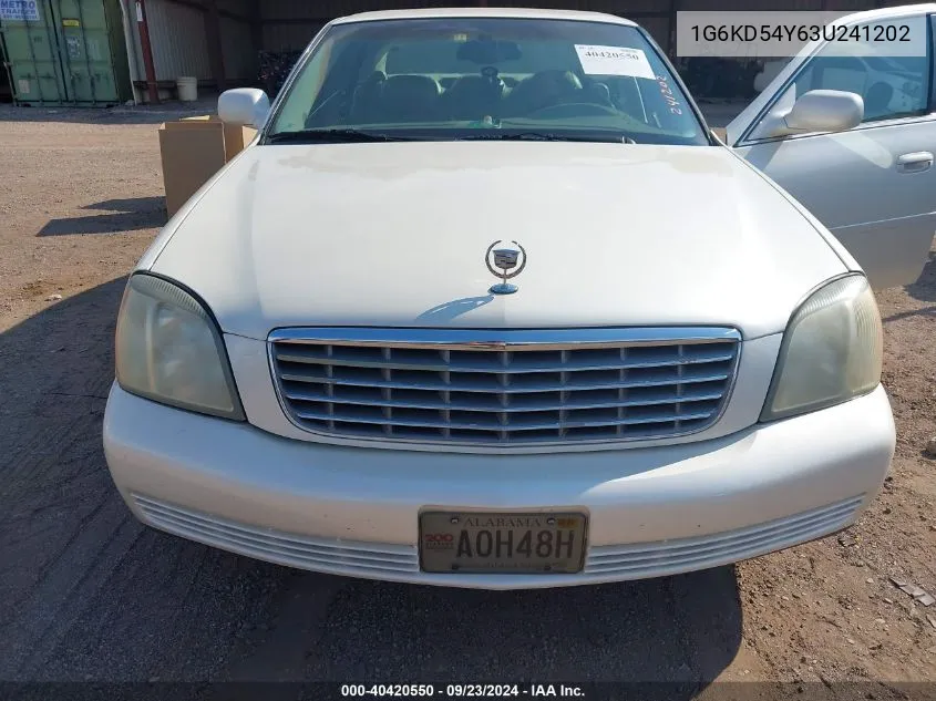 2003 Cadillac Deville Standard VIN: 1G6KD54Y63U241202 Lot: 40420550