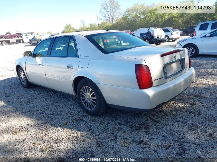 2003 Cadillac Deville Dhs VIN: 1G6KE57Y43U194793 Lot: 40498688