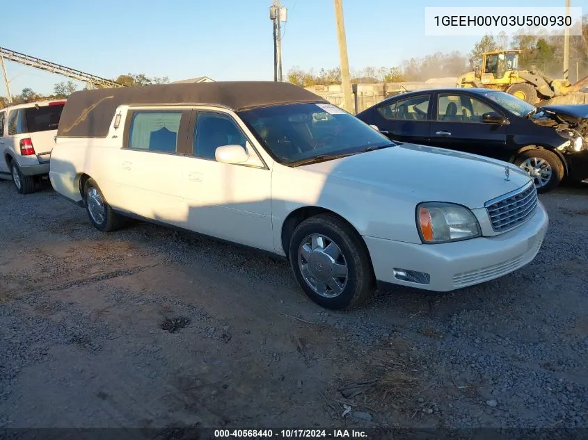 2003 Cadillac Deville Standard VIN: 1GEEH00Y03U500930 Lot: 40568440