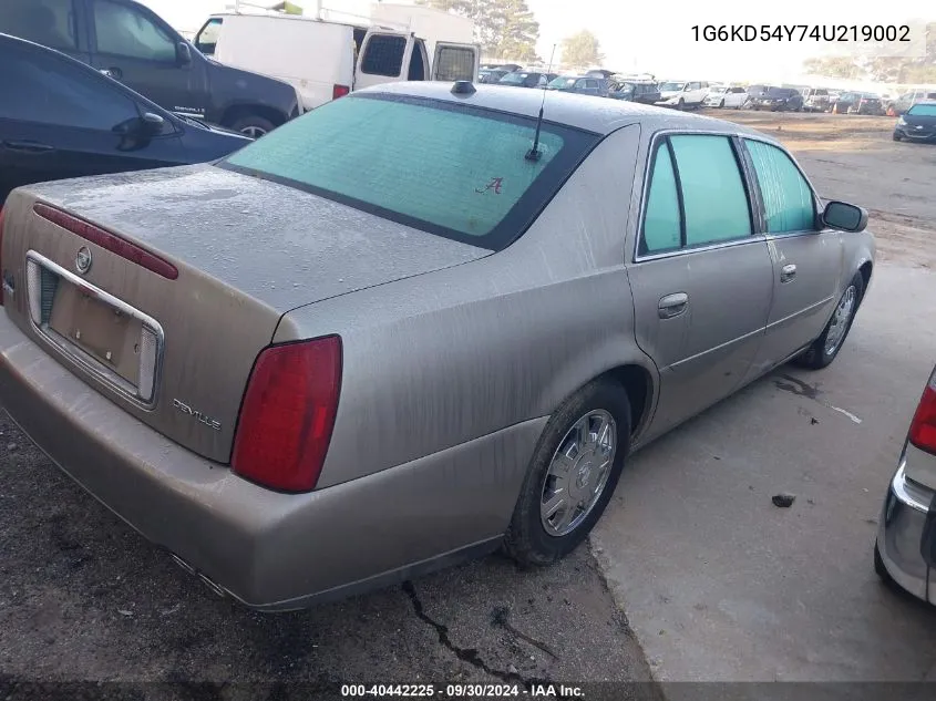 2004 Cadillac Deville Standard VIN: 1G6KD54Y74U219002 Lot: 40442225