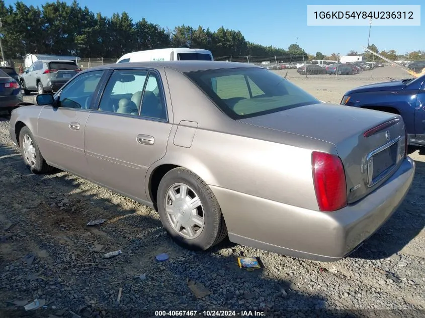 2004 Cadillac Deville Standard VIN: 1G6KD54Y84U236312 Lot: 40667467