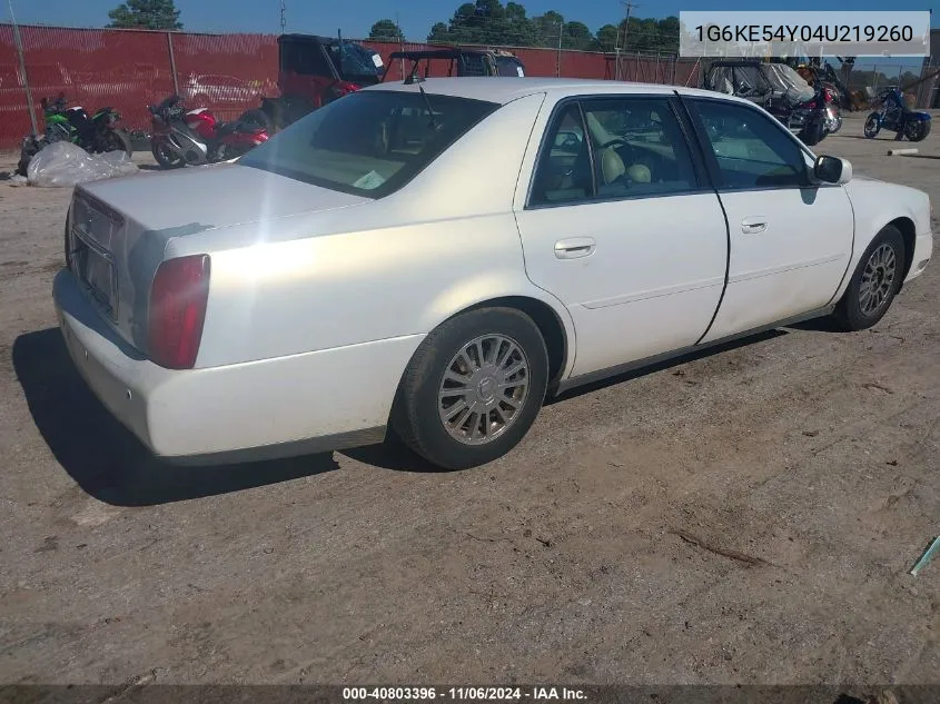 2004 Cadillac Deville Dhs VIN: 1G6KE54Y04U219260 Lot: 40803396