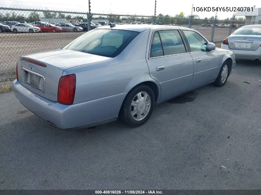 2005 Cadillac Deville Standard VIN: 1G6KD54Y65U240781 Lot: 40816026