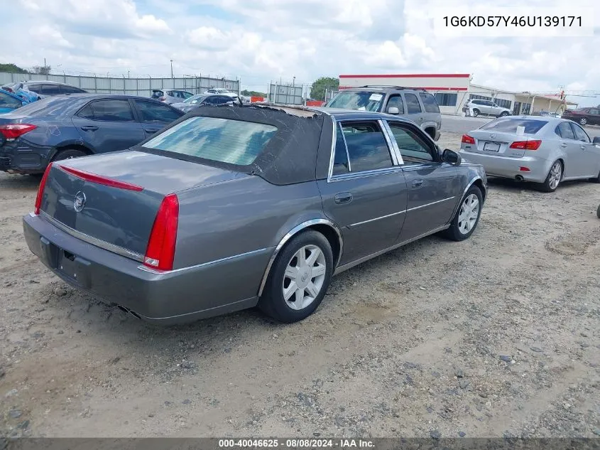 2006 Cadillac Dts Standard VIN: 1G6KD57Y46U139171 Lot: 40046625