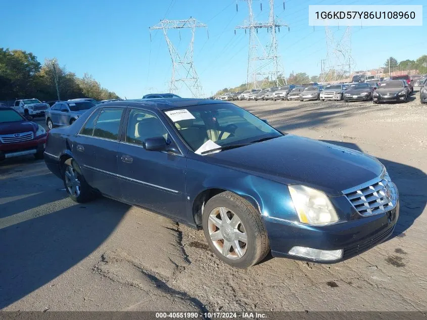 2006 Cadillac Dts Standard VIN: 1G6KD57Y86U108960 Lot: 40551990