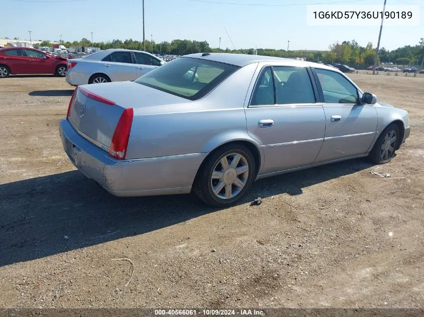 2006 Cadillac Dts Standard VIN: 1G6KD57Y36U190189 Lot: 40566061