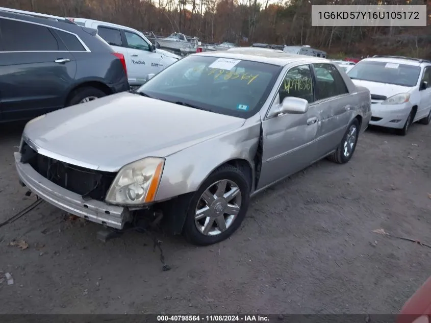 2006 Cadillac Dts VIN: 1G6KD57Y16U105172 Lot: 40798564