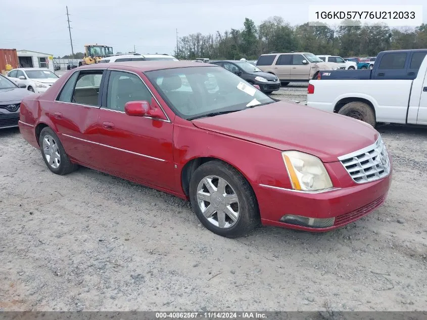 2006 Cadillac Dts VIN: 1G6KD57Y76U212033 Lot: 40862567