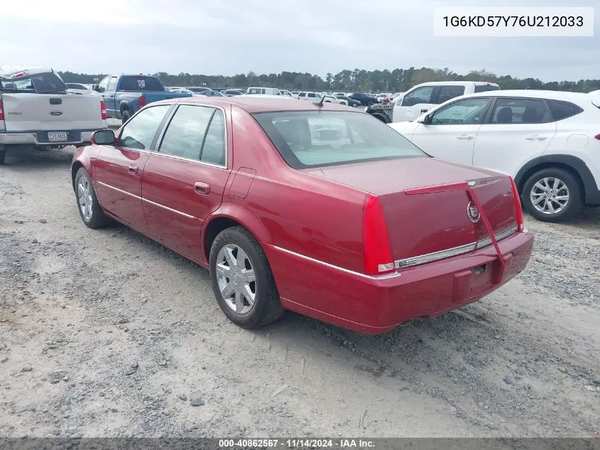 2006 Cadillac Dts VIN: 1G6KD57Y76U212033 Lot: 40862567