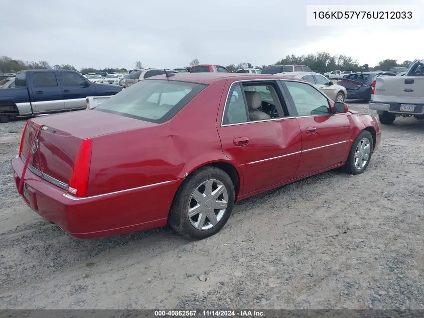 2006 Cadillac Dts VIN: 1G6KD57Y76U212033 Lot: 40862567