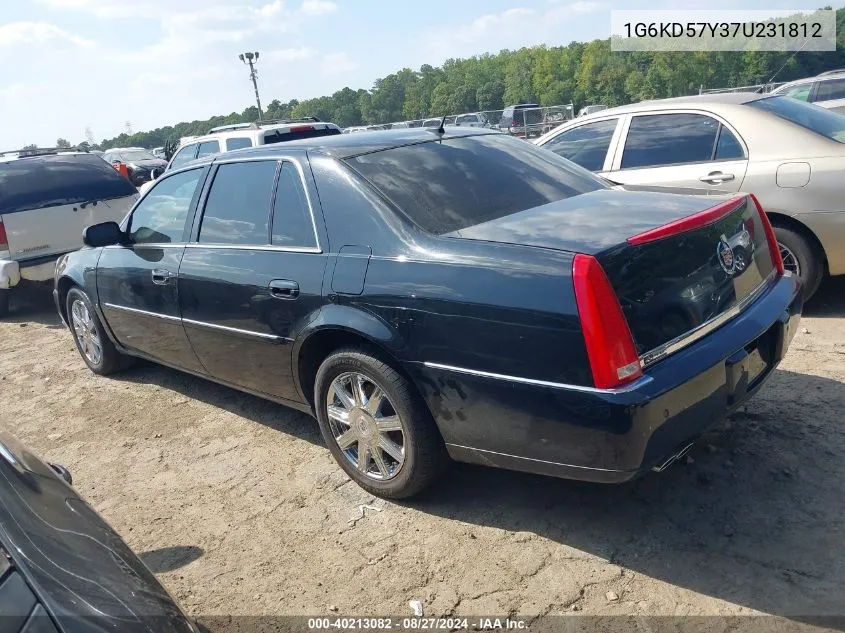 2007 Cadillac Dts Luxury Ii VIN: 1G6KD57Y37U231812 Lot: 40213082