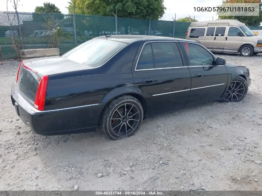 2007 Cadillac Dts VIN: 1G6KD57967U181853 Lot: 40351744