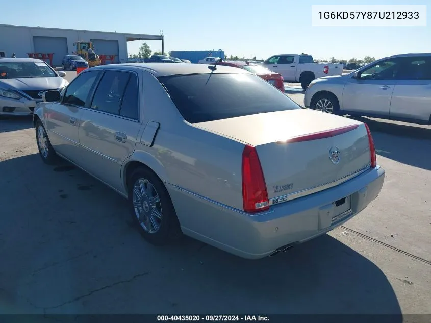 2007 Cadillac Dts Luxury Ii VIN: 1G6KD57Y87U212933 Lot: 40435020