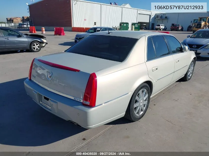 2007 Cadillac Dts Luxury Ii VIN: 1G6KD57Y87U212933 Lot: 40435020