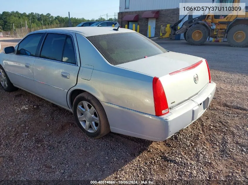 2007 Cadillac Dts V8 VIN: 1G6KD57Y37U110309 Lot: 40514966