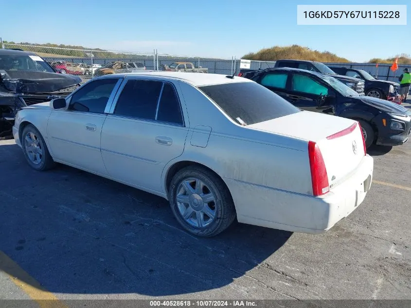 2007 Cadillac Dts VIN: 1G6KD57Y67U115228 Lot: 40528618