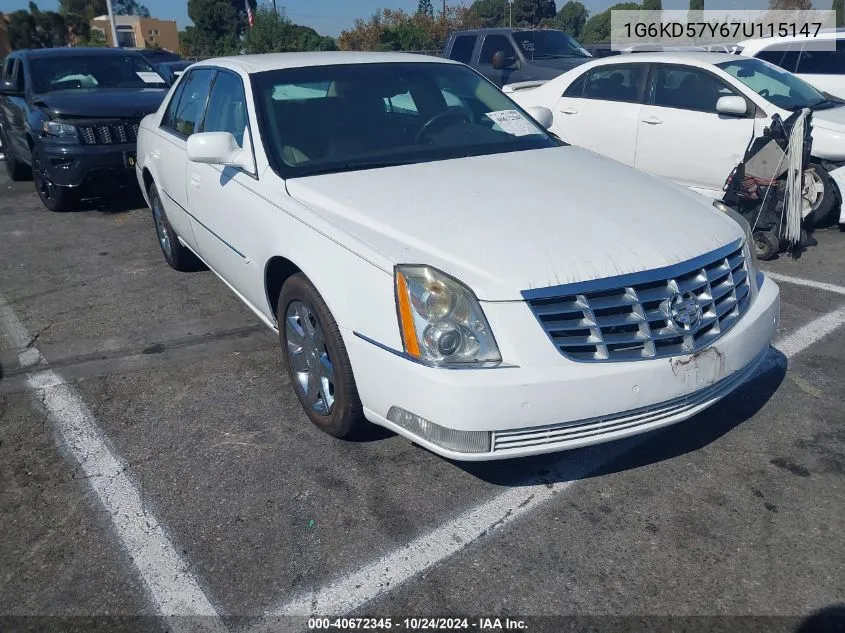 2007 Cadillac Dts Luxury I VIN: 1G6KD57Y67U115147 Lot: 40672345