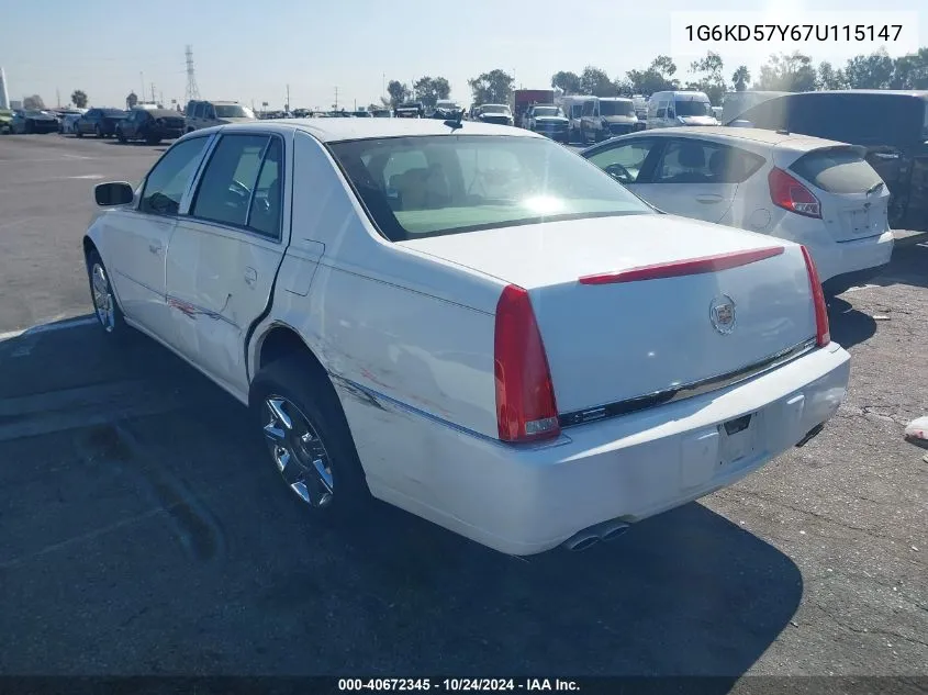 2007 Cadillac Dts Luxury I VIN: 1G6KD57Y67U115147 Lot: 40672345