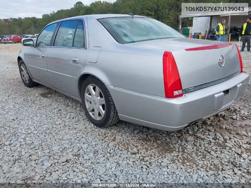 2007 Cadillac Dts Luxury I VIN: 1G6KD57Y47U139043 Lot: 40815800