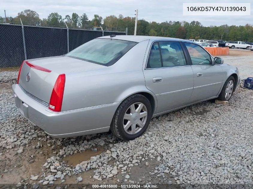 2007 Cadillac Dts Luxury I VIN: 1G6KD57Y47U139043 Lot: 40815800