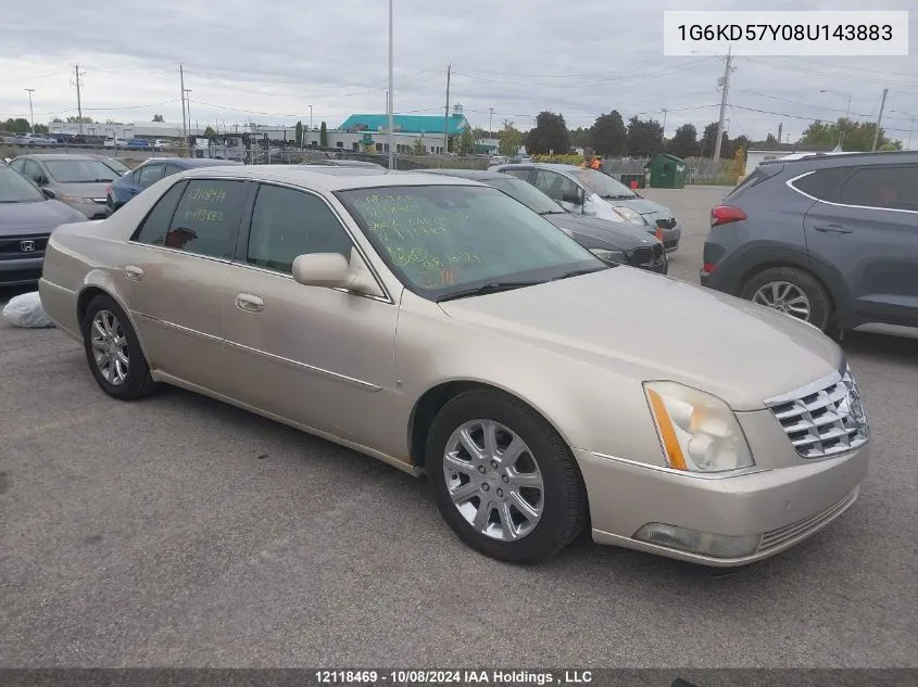 2008 Cadillac Dts VIN: 1G6KD57Y08U143883 Lot: 12118469