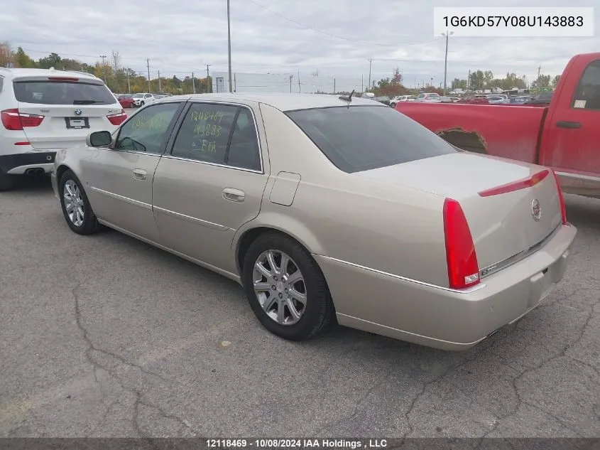 2008 Cadillac Dts VIN: 1G6KD57Y08U143883 Lot: 12118469