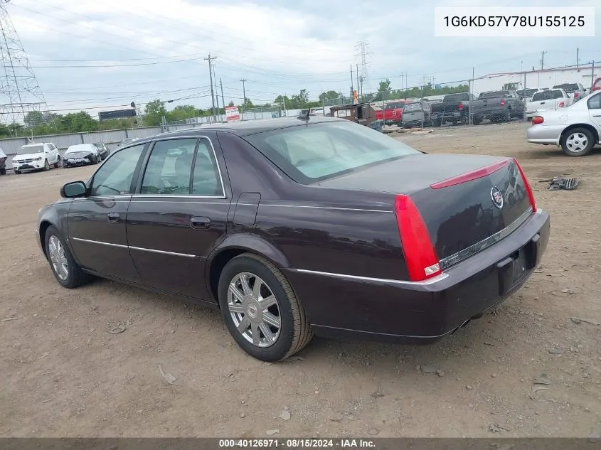 2008 Cadillac Dts 1Sd VIN: 1G6KD57Y78U155125 Lot: 40126971