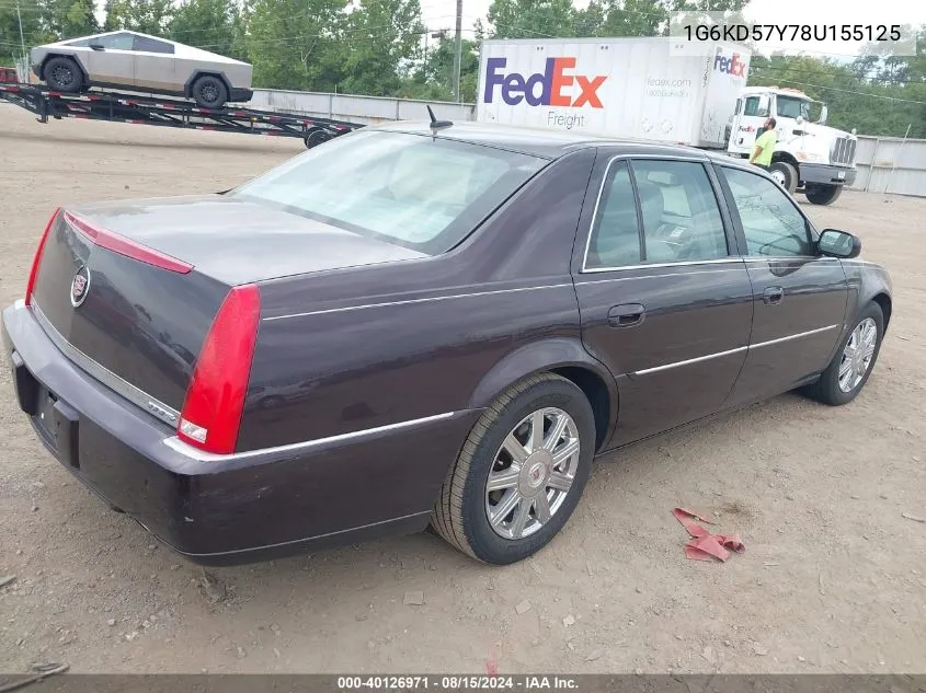 2008 Cadillac Dts 1Sd VIN: 1G6KD57Y78U155125 Lot: 40126971