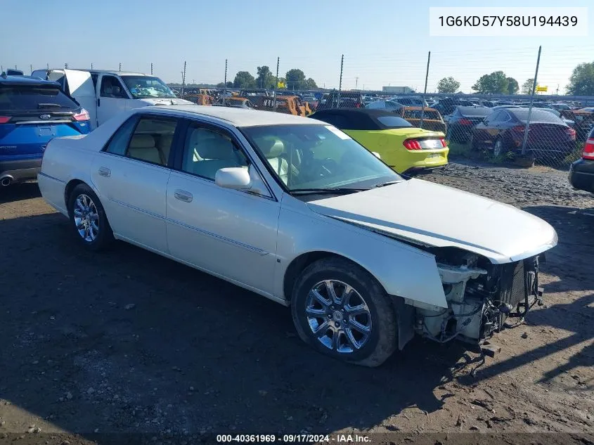 2008 Cadillac Dts 1Sd VIN: 1G6KD57Y58U194439 Lot: 40361969