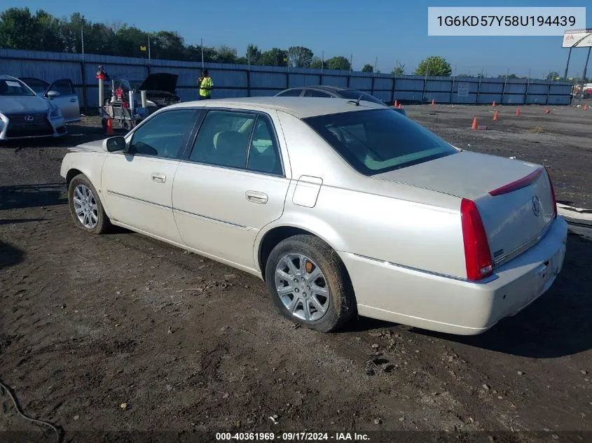 2008 Cadillac Dts 1Sd VIN: 1G6KD57Y58U194439 Lot: 40361969