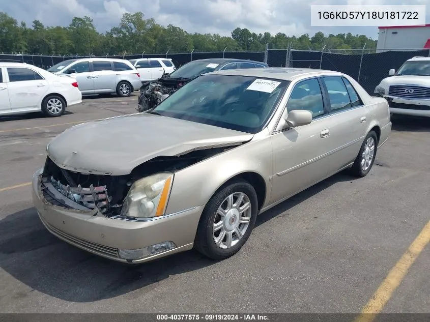 2008 Cadillac Dts 1Sb VIN: 1G6KD57Y18U181722 Lot: 40377575