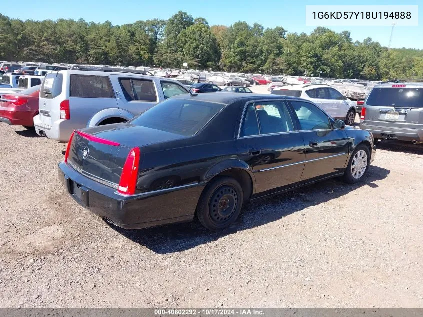 2008 Cadillac Dts 1Sc VIN: 1G6KD57Y18U194888 Lot: 40602292