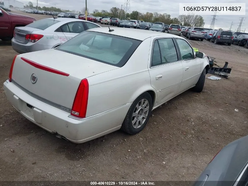 1G6KD57Y28U114837 2008 Cadillac Dts 1Sa