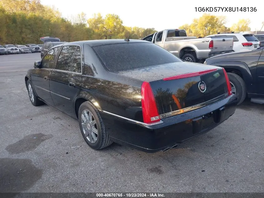 2008 Cadillac Dts 1Sd VIN: 1G6KD57YX8U148136 Lot: 40670765