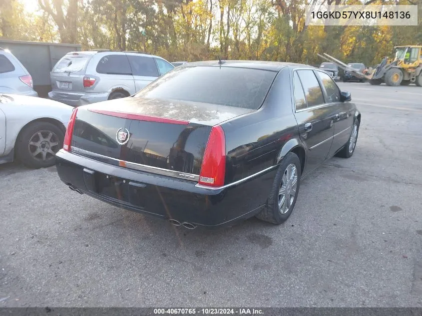 2008 Cadillac Dts 1Sd VIN: 1G6KD57YX8U148136 Lot: 40670765