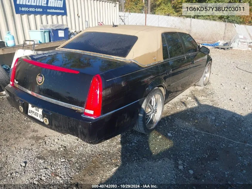 2008 Cadillac Dts 1Sc VIN: 1G6KD57Y38U203011 Lot: 40742093