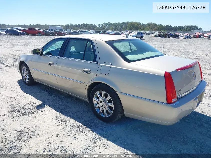 2009 Cadillac Dts 1Sb VIN: 1G6KD57Y49U126778 Lot: 40569209