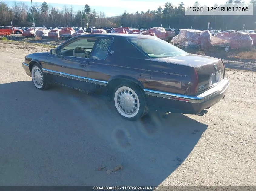 1994 Cadillac Eldorado VIN: 1G6EL12Y1RU612366 Lot: 40800336