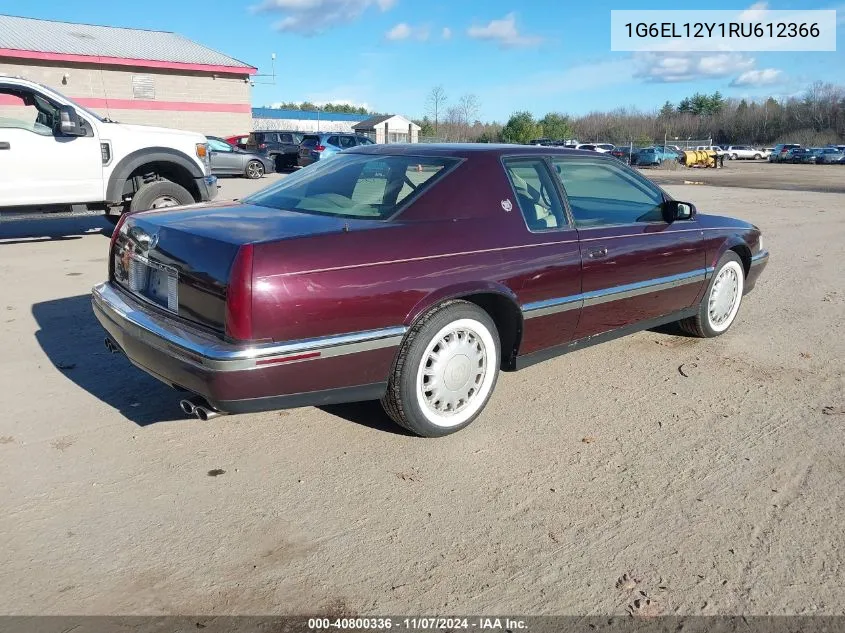 1994 Cadillac Eldorado VIN: 1G6EL12Y1RU612366 Lot: 40800336