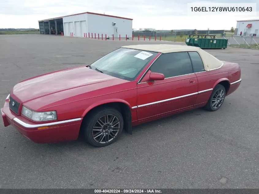 1998 Cadillac Eldorado Standard VIN: 1G6EL12Y8WU610643 Lot: 40420224